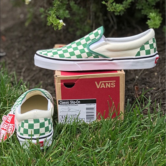 Last NWT 5 Star Vans Dk Green Checkerboard Slip On - Picture 7 of 8